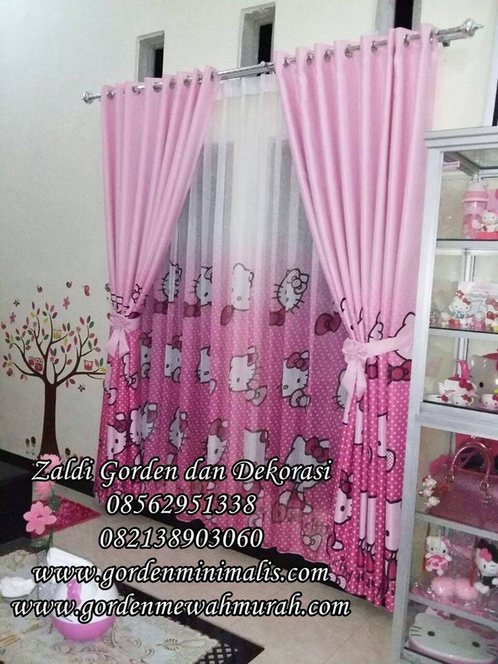 Gorden anak hello kitty bahan dimout