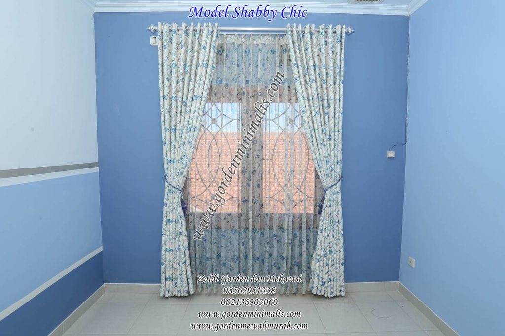 Gorden Minimalis terbaru 2020 warna biru motif shabby chic