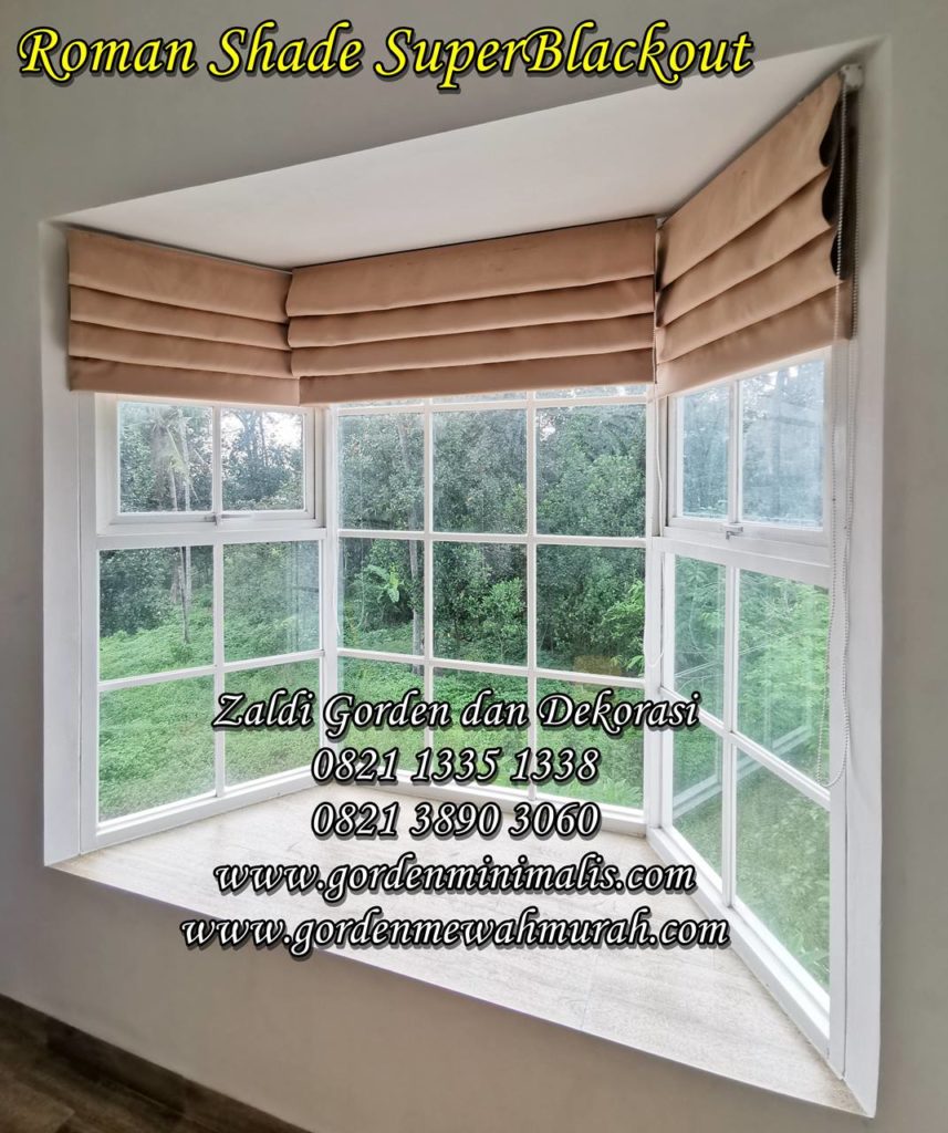 Gorden roman shade bahan superblackout untuk jendela rumah minimalis modern