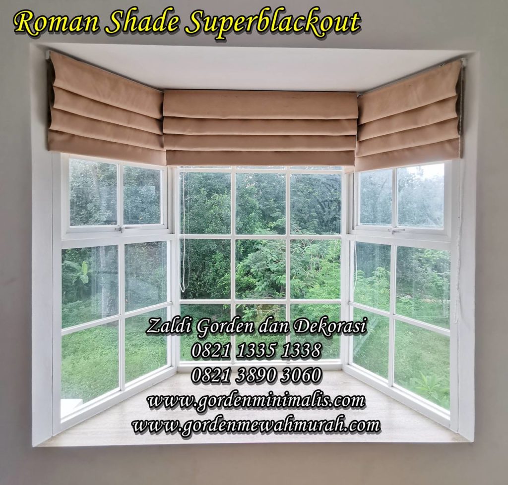 Gorden roman shade bahan superblackout menahan sinar matahari