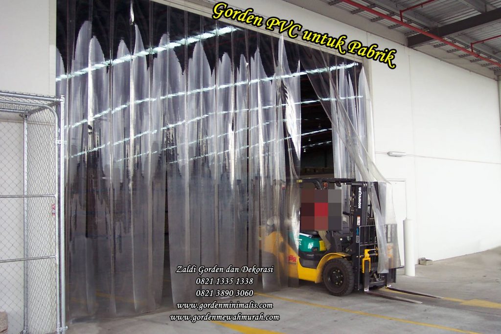 Gorden PVC Plastik Bening penyekat ruangan keluar masuk forklift