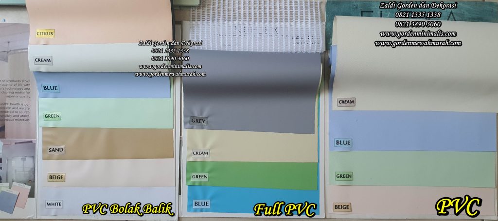 Pilihan warna Gorden PVC anti noda anti bakteri rumah sakit Pilihan warna lengkap