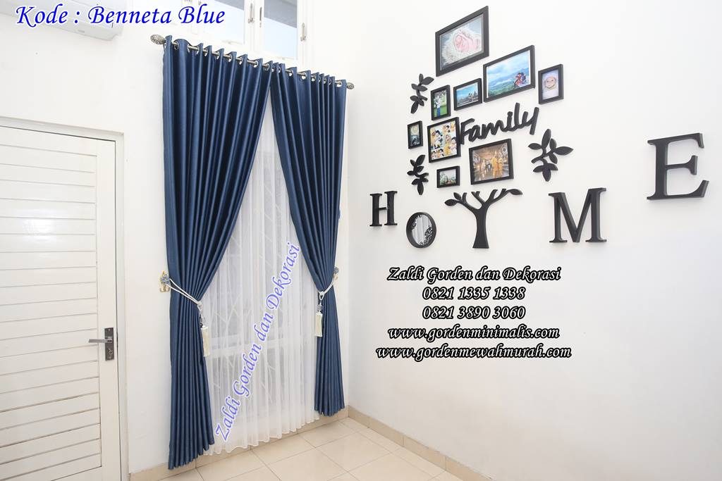 Gorden Minimalis bahan blackout murah warna biru kode benneta blue 1