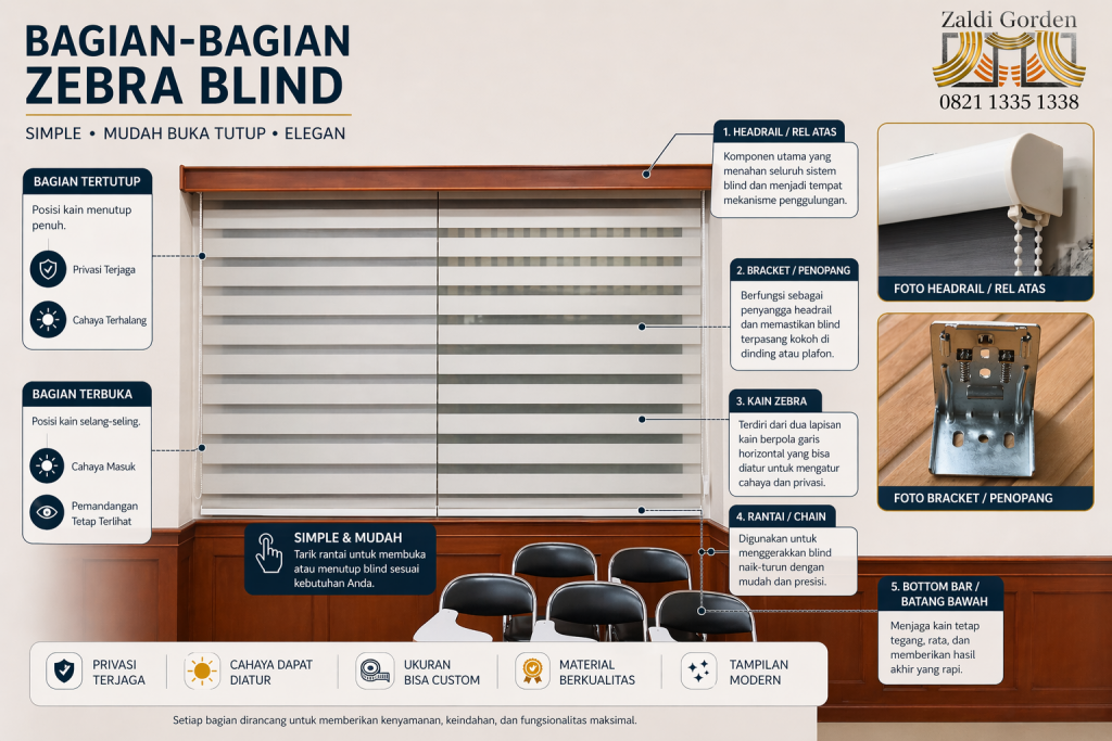 Zebra Blind Bagian mekanisme 1